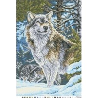 Схема для вышивки бисером «Волк в лесу» (Схема или набор)
